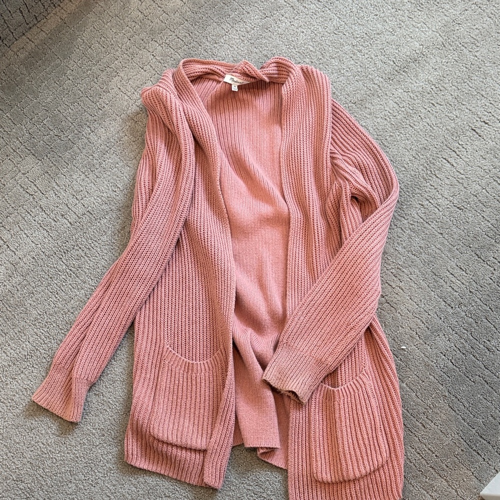 Madewell Dusty Pink Ribbed Cardigan